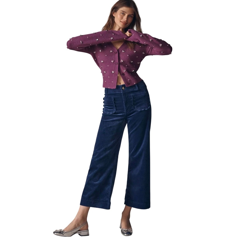 Maeve‎ Anthropologie The Colette Scallop Corduroy Cropped Pants 26P